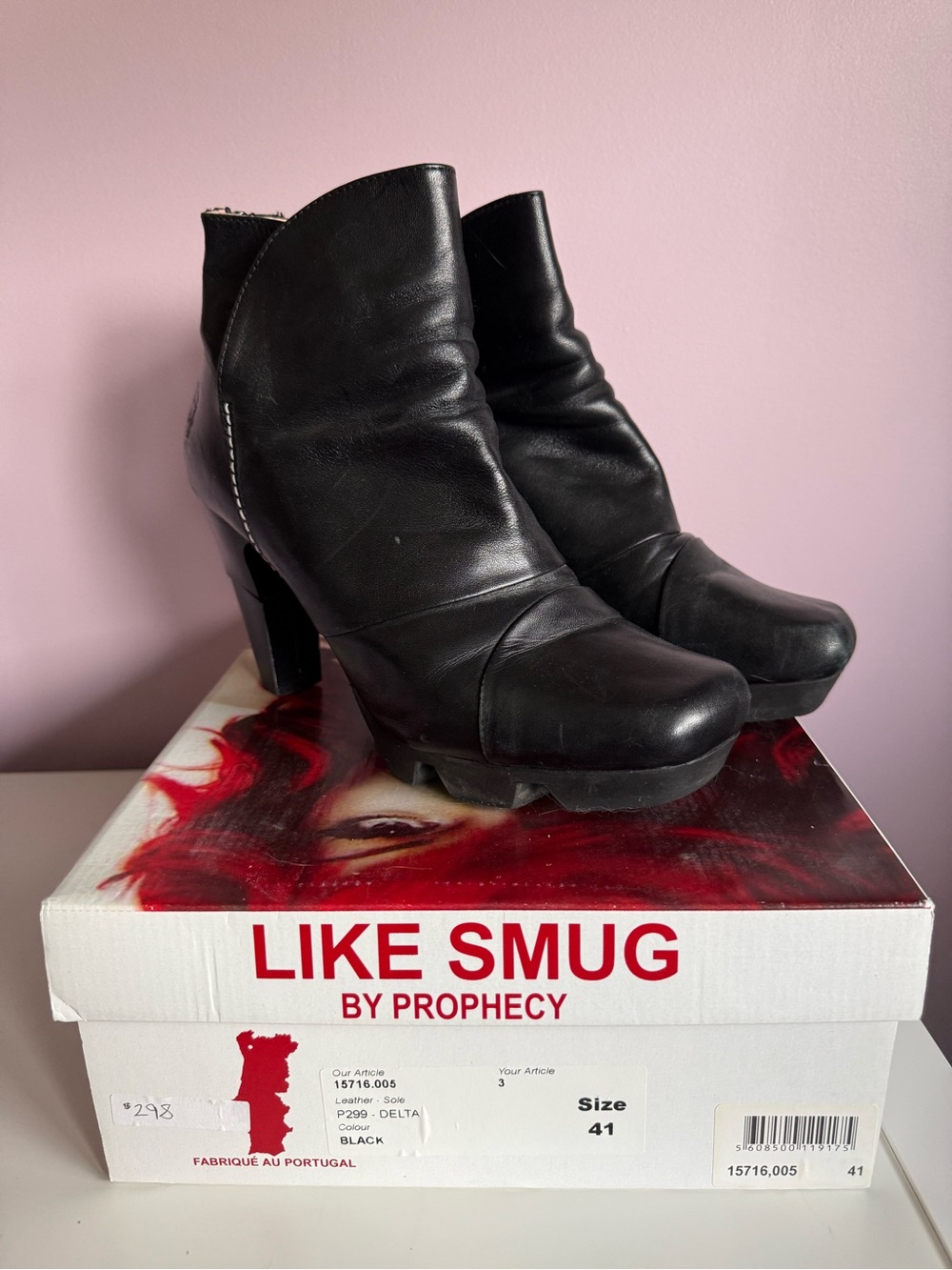 Like Smug by Prophecy Black Leather Ankle Boots